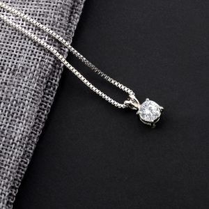 Beautiful Silver Crystal Solitaire Necklace 40cm